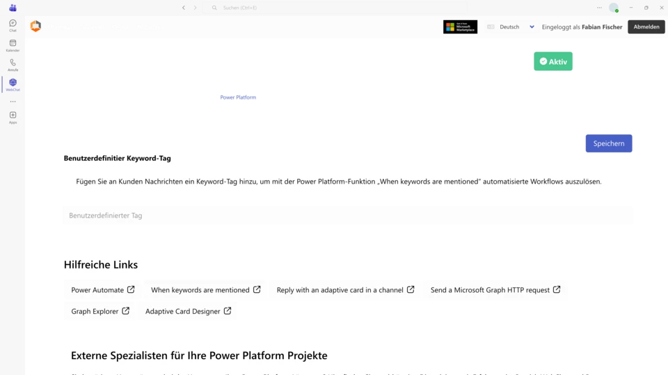 WebChat Tab PowerPlatform