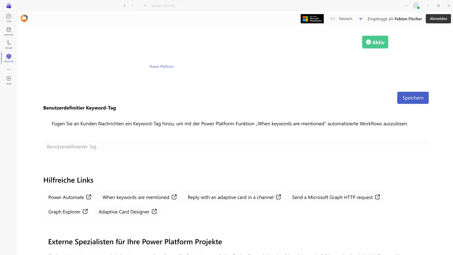 Separador WebChat da PowerPlatform Separador WebChat da PowerPlatform