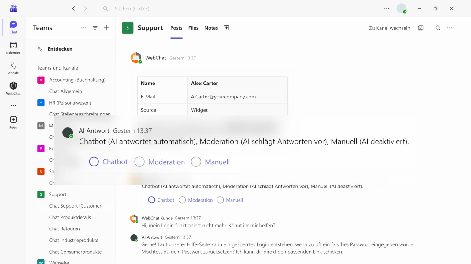 Opção «WebChat AdaptiveCard Agent» Opção «WebChat AdaptiveCard Agent»