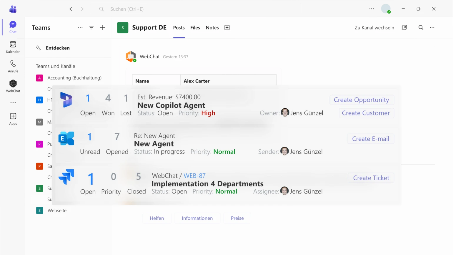 Flujo de trabajo de WebChat AdaptiveCard